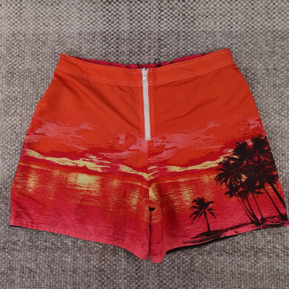 Catalina Reversible Board Shorts Womens M 8/10 Orange Black Excellent Tropical